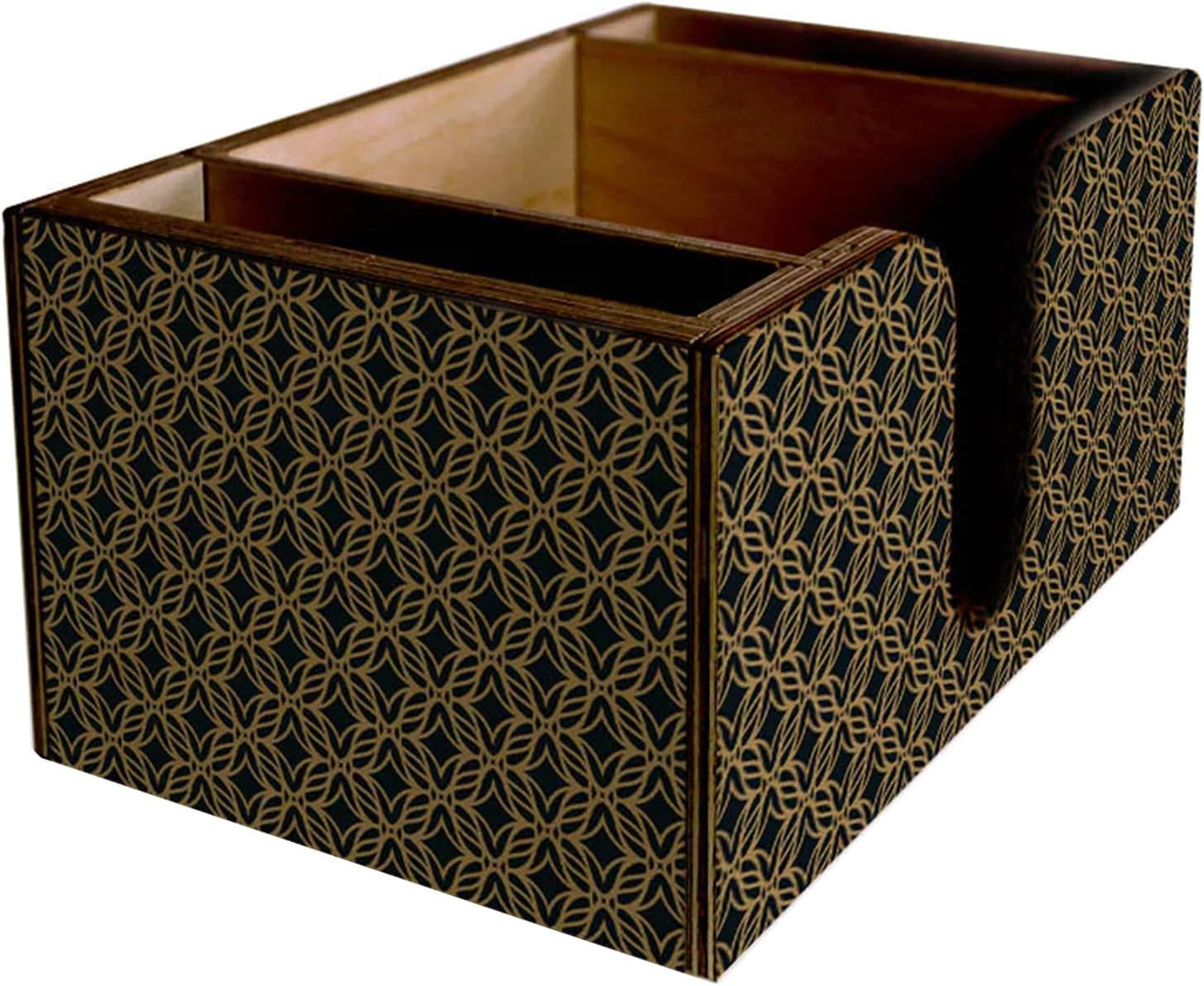 Wooden Utensil Holder Napkin Bar Caddy Parent (American Flag Black)