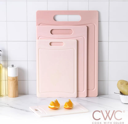 COOK WITH COLOR Non-Slip Cutting Board Set – Kitchen Essentials with Easy Grip Handle for Meat, Veggies, and Fruits, 3 Cutting Boards, Speckled White