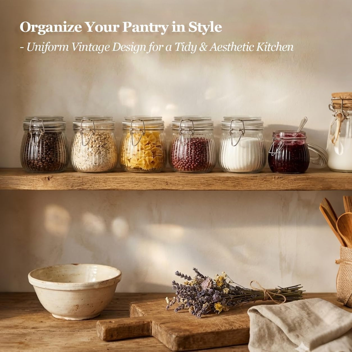ComSaf Glass Pantry Jars with Airtight Lids 0.7 Gallon 2 Pack Wide Mouth | Flour sugar rice, Sourdough pickling, Pantry organization, Scoop included, Baking supplies, Bulk food storage, Large capacity