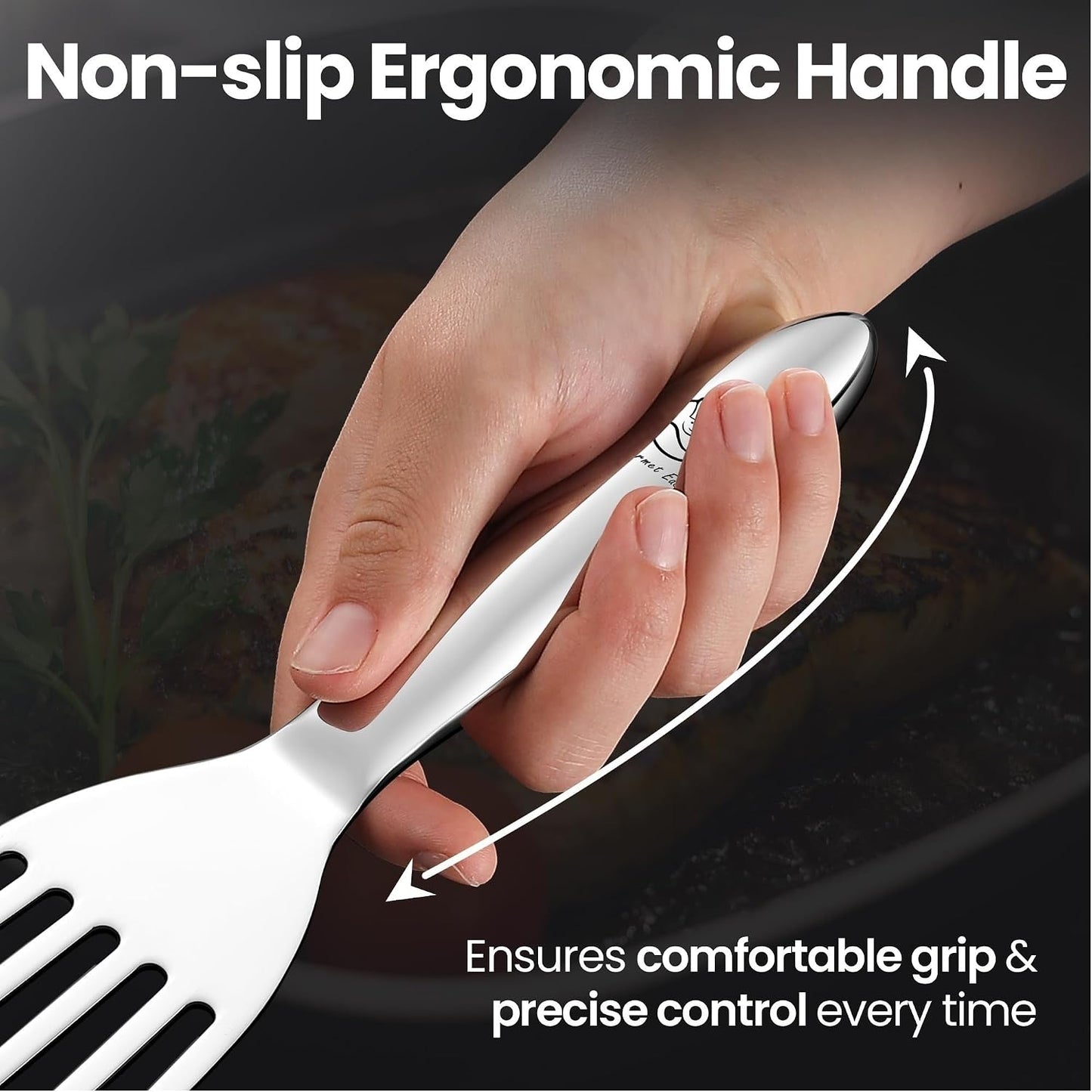 Gourmet Easy Fish Spatula Set, Ultra-Thin Edge for Easy Turning & Flipping | Stainless Steel, Kids Friendly, Ergonomic Non-Slip Grip for Secure Control, Versatile Use, Dishwasher Safe, 5-Year Warranty