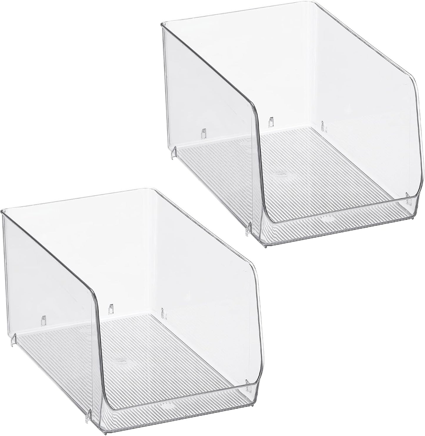 iDesign Clear Plastic Stackable Storage Bin, 2-Pack | Open Front, Easy Access Organizer, For Pantry or Cabinet