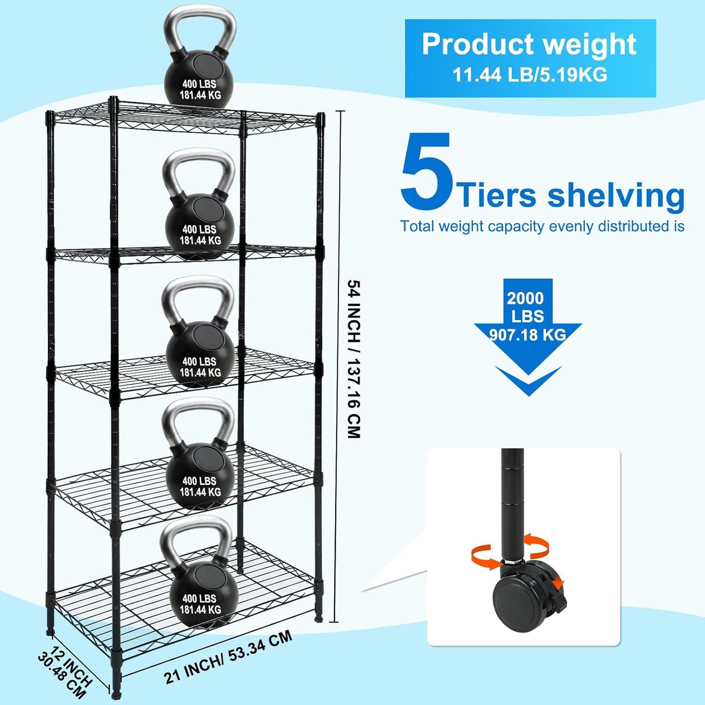 Whitmor 2-Wire Shelving Unit, Metal Storage Shelves, Stacking Shelf with Basket, Easy Assembly Home Organizer for Pantry, Kitchen, Garage, Plant