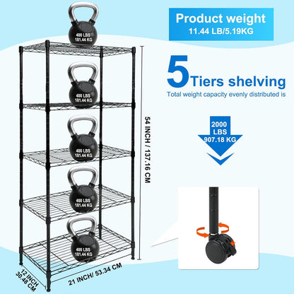 Whitmor 2-Wire Shelving Unit, Metal Storage Shelves, Stacking Shelf with Basket, Easy Assembly Home Organizer for Pantry, Kitchen, Garage, Plant