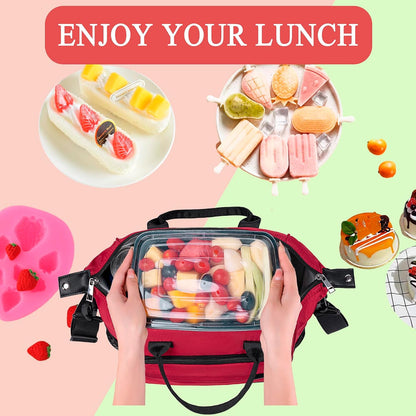TuErCao Small Lunch Bag Lightweight Insulated Lunch Box for Women Work Portable Soft Cooler for Picnic Travel Road Trips, Loncheras para Mujer, Black