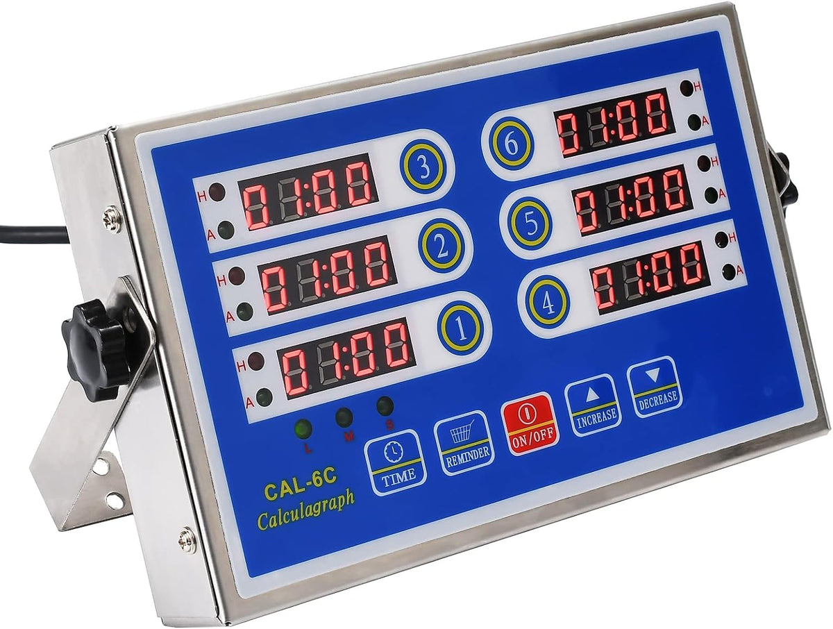 6 Channel Commercial Kitchen Timer Digital Stainless Steel Timer