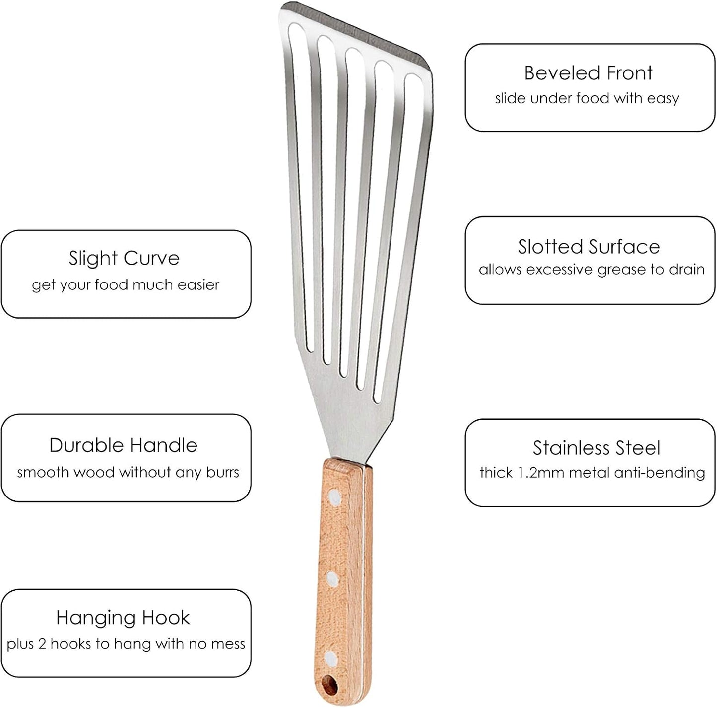 HaSteeL 2 Pack Stainless Steel Fish Spatula, Metal Slotted Turner Set, Griddle Grill Spatula for Kitchen Cooking, Flipping, Turning, Frying $ Grilling, Full Tang ABS Handle, DIshwasher Safe
