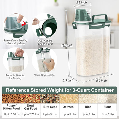 TBMax Rice Container 10 Lbs, Cereal Container Oatmeal Storage, Airtight Food Dispenser with Easy-pouring Spout & Handy Cup for Flour Grain Beans, Pet Dog Cat Bird Food Storage Container