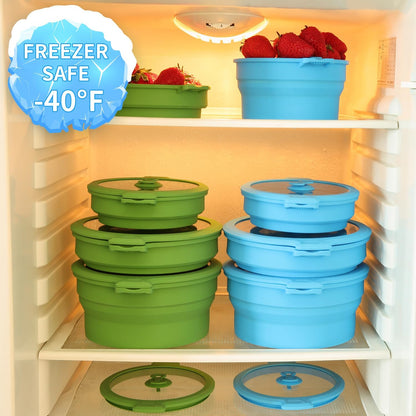 2 Set 27oz and 47oz Collapsible Silicone Microwave Vegetable Steamer Cooker