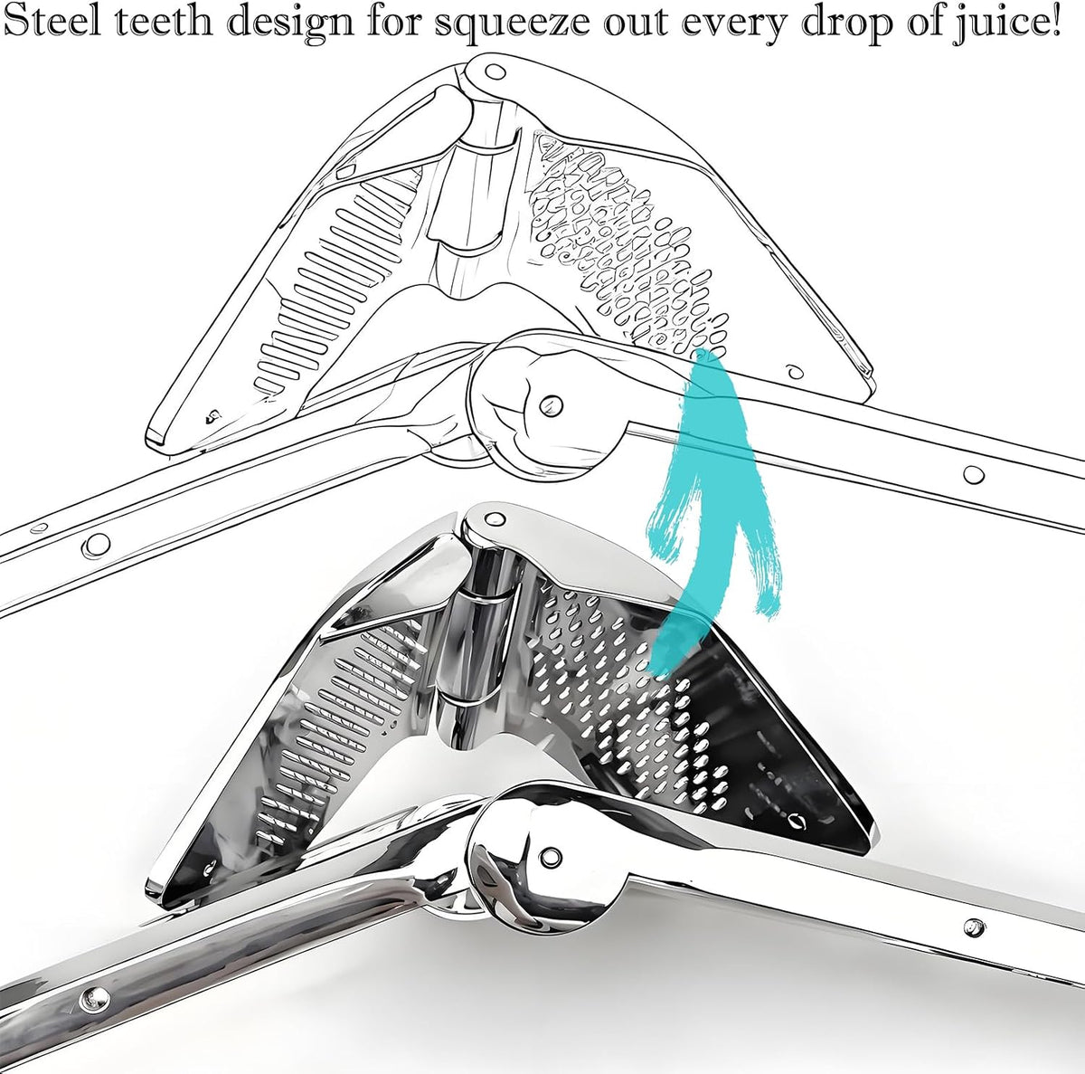 Lemon Squeezer Stainless Steel - Max Extraction Manual Juicer - Easy Squeeze Fold-Flat Lime Citrus Handheld Juice Extractor