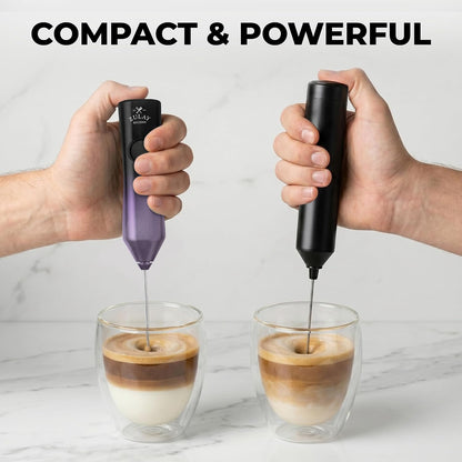 Zulay Kitchen Rechargeable Milk Frother Handheld - Frother Wand, Drink Mixer, Electric Whisk Frother, for Cappuccinos, Matcha & Protein Powder - Dynamic 3 Whisk, 3 Speed 500mAh Black - Colors D