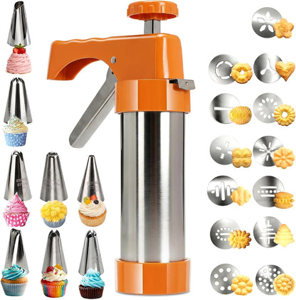 21-Piece Cookie Press Set, Stainless Steel for Various Cookies Maker black