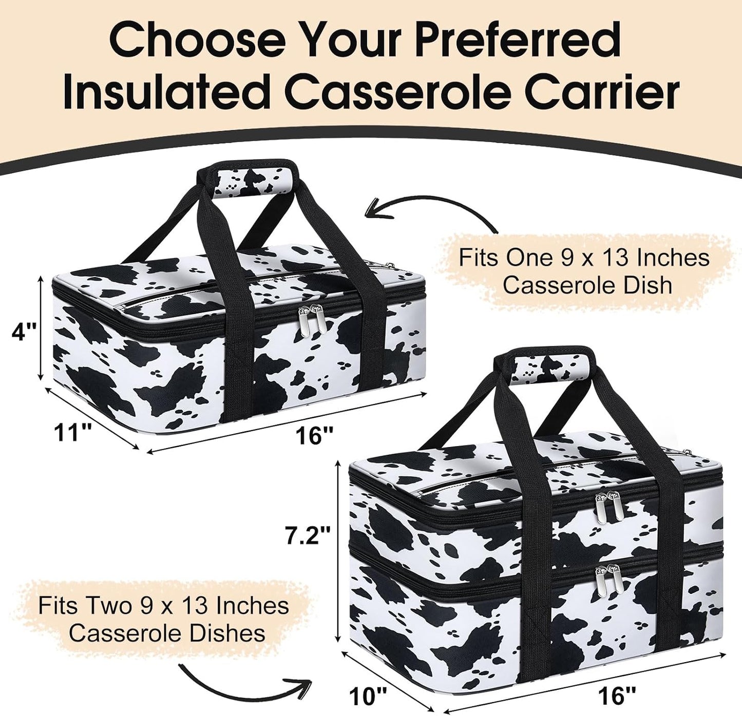 Insulated Casserole Carrier, Portable Casserole Carrier for Hot or Cold Food Lunch Tote Warmer or Cooler Bag, Lasagna Lunch Bag for Potluck Parties- Fits 9" x 13" Baking Dish-Charcoal Grey