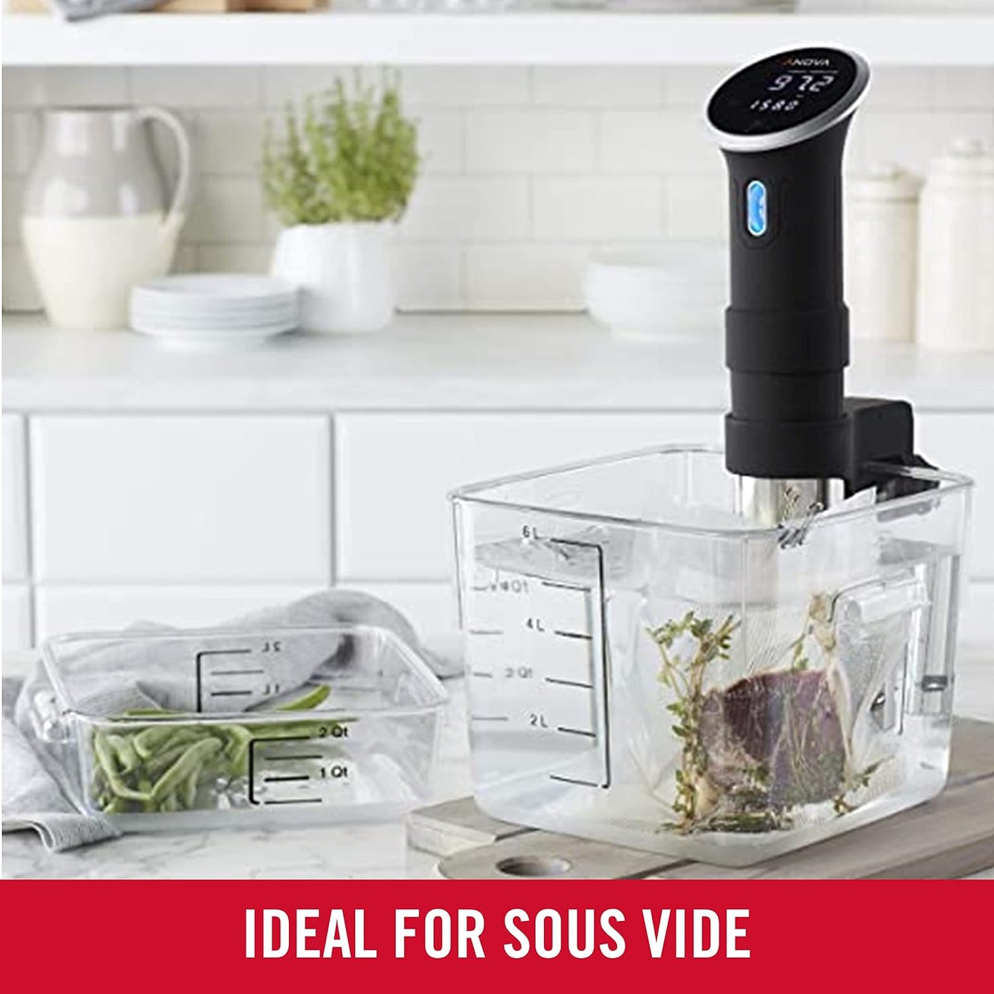 Rubbermaid Commercial Products Space Saving Square Food Storage Container 6 Quart Clear for Kitchen/Sous Vide/Meal Prep