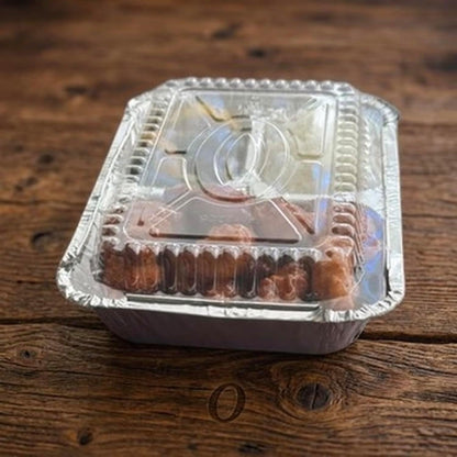 The Baker Celebrations 3 Compartment Aluminum Foil Trays with Lids [30] Pack - 20 oz Disposable Divided Meal Prep Containers - To Go TV Dinner Plates for Takeout & Freezer - Made in USA (8.5" x 6.5")