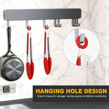 Tongs For Cooking - Heat Resistant 600 Degrees Stainless Steel Kitchen Tong,Heavy Duty Metal Locking Tongs - Perfect for Food,Salad and BBQ set of 3 (7",9" and 12") Dishwasher (Red)
