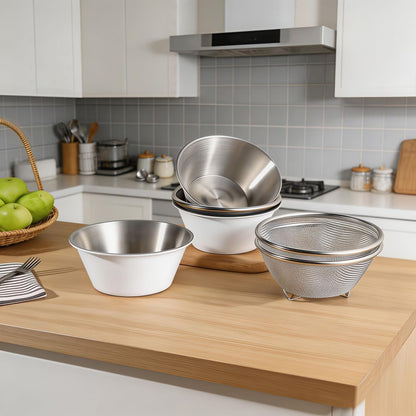 2 Pcs Mini Colander with Small Mixing Strainer Bowl 304 Stainless Steel Berry Basket for Washing Fruits, Vegetables, Rice - Dishwasher-Safe Kitchen Strainer (Silver, 5.51 x 2.36 inches)