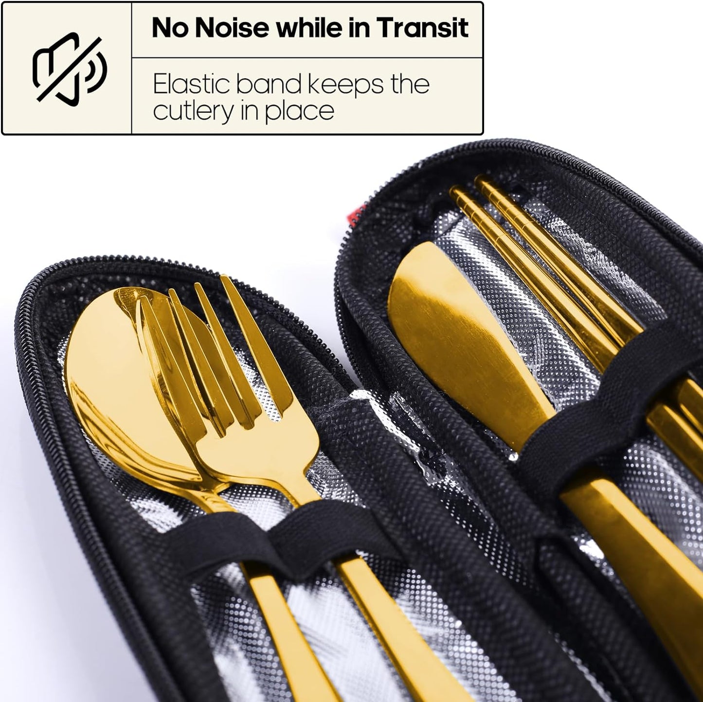 Travel Utensils with Case, Quatish Portable Silverware Set for Work, Stainless Steel Reusable Travel Cutlery Set, Fork and Spoon Set for Camping, EDC Gadgets, Lunch Box for Men, Purple