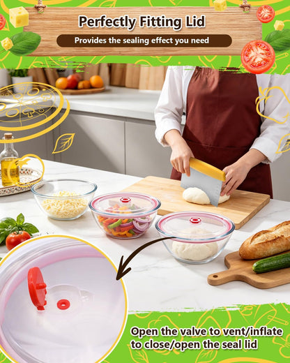 Pizza Dough Proofing Container, 29oz/850ml Stainless Steel Proofing Box with Clear Airtight Lids, Stackable Fermentation Storage for Pizza, Bread, Sourdough, Includes Dough Cutter