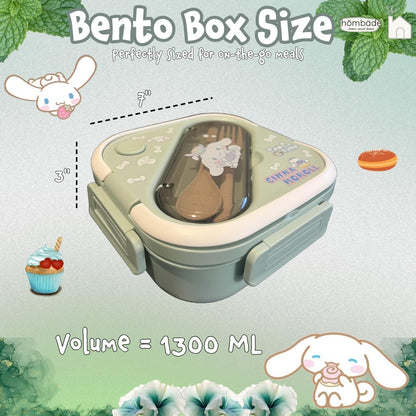 Bento Lunch Box Container Set with 3 Compartments Portable Personal Sealed Plastic Utensils Food Container Cute Kawaii Anime Kitty Bunny Dog (Pink Kitty)