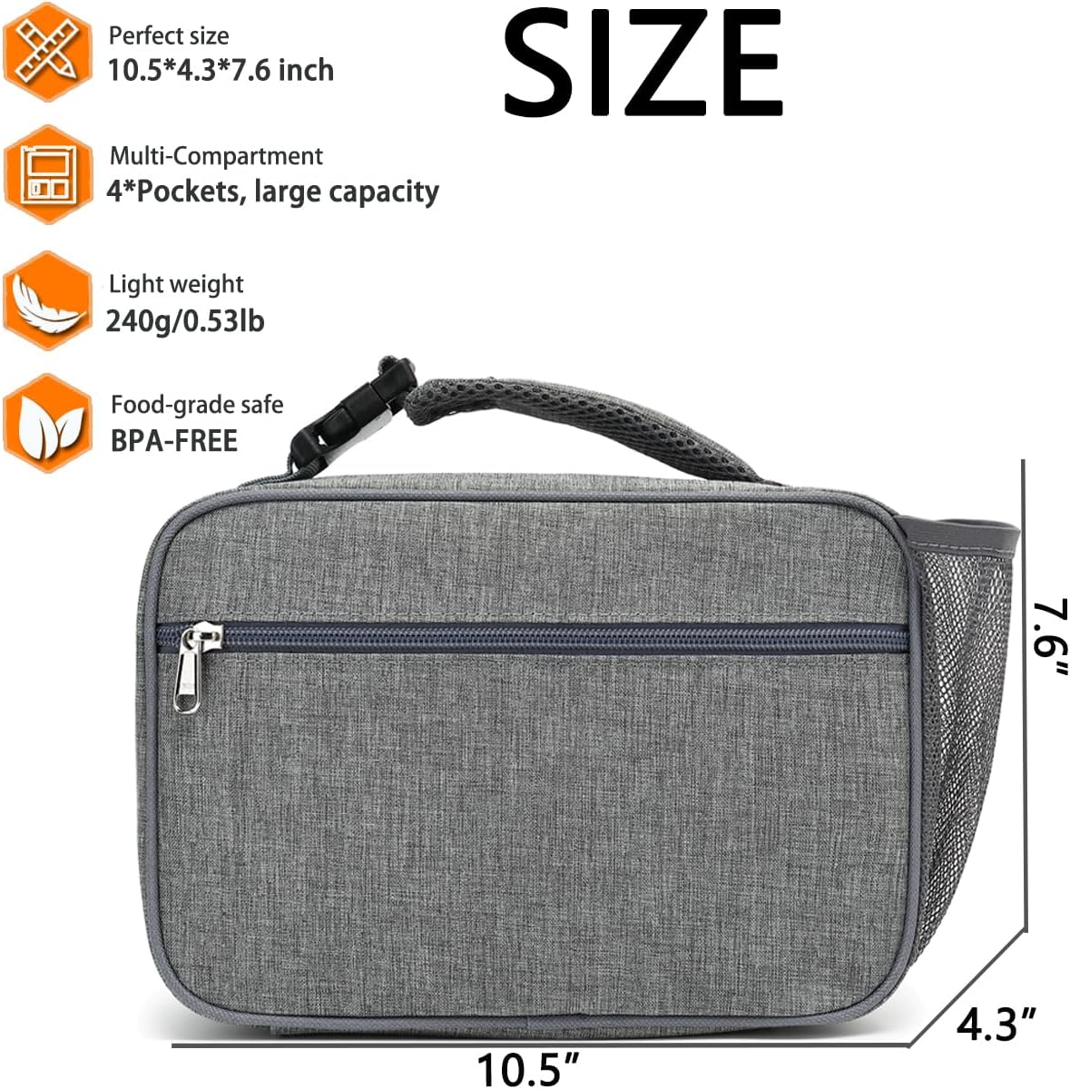 GYEUKHAM Insulated Lunch Box for School, Thermal Reusable Durable Freezable Lunch Bags for Kids Boys Girls Men Women - Small Soft Cooler Portable Lunch Tote Kit for Work Picnic Travel,Black