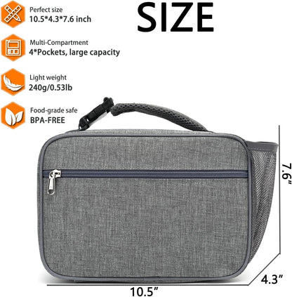 GYEUKHAM Insulated Lunch Box for School, Thermal Reusable Durable Freezable Lunch Bags for Kids Boys Girls Men Women - Small Soft Cooler Portable Lunch Tote Kit for Work Picnic Travel,Black