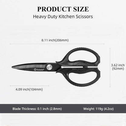 Sunnecko Heavy Duty Kitchen Scissors - Stainless Steel Kitchen Shears, Ultra Sharp Micro Serrated Poultry Shears, Cooking Scissors for Meat, Dishwasher Safe