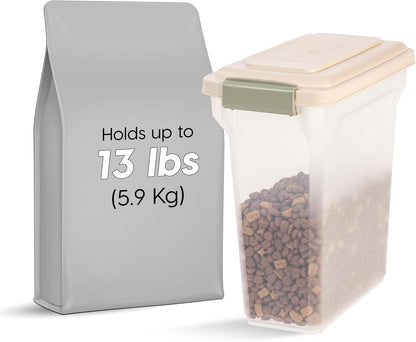 IRIS USA Dog Food Storage Container, Airtight Lid, 2-Cup Scoop, Up to 13 Pounds Pet Food Storage, Versatile Pet Food Bin, Treats, BPA Free, Dark Gray