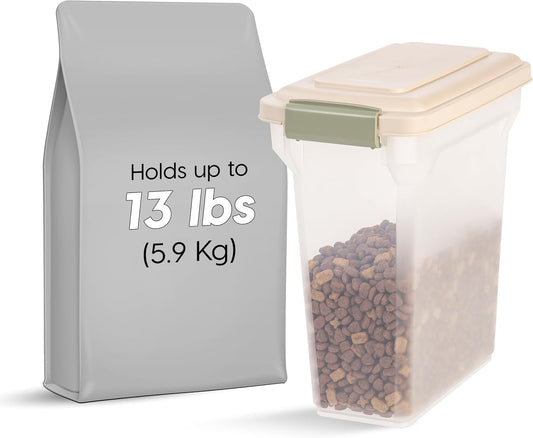 IRIS USA Dog Food Storage Container, Airtight Lid, 2-Cup Scoop, Up to 13 Pounds Pet Food Storage, Versatile Pet Food Bin, Treats, BPA Free, Dark Gray