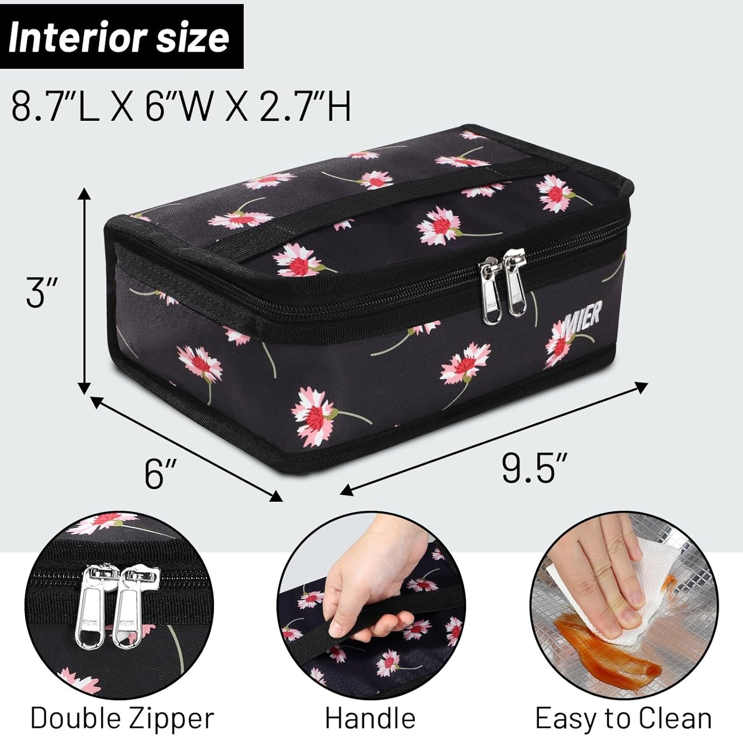 MIER Small Lunch Bag for Kids & Adults Compact Insulated Lunch Box Portable Thermal Mini Cooler for Work School Travel, Bluesteel