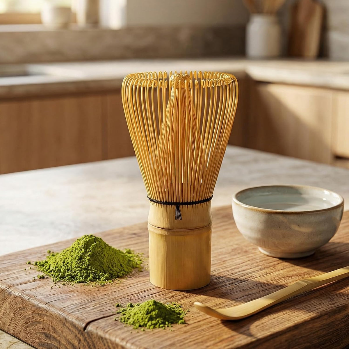 Matcha Whisk, Handcrafted Bamboo Whisk for Matcha Powder (Yellow)
