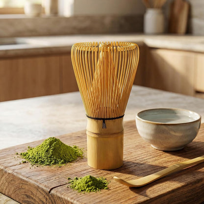 Matcha Whisk, Handcrafted Bamboo Whisk for Matcha Powder (Yellow)