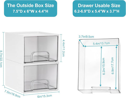 Vtopmart 10 Pack Small Clear Stackable Storage Drawers, Acrylic Bathroom Makeup Organizer, Plastic Storage Bins For Vanity, Undersink, Kitchen Cabinets, Pantry, Home Organization