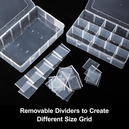 Gospire 15 Large Grids Clear Plastic Jewelry Box Organizer Storage Container with Removable Dividers (15 Grids - Clear)