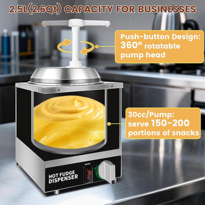 Nacho Cheese Dispenser with Pump, 2.8Qt Stainless Steel