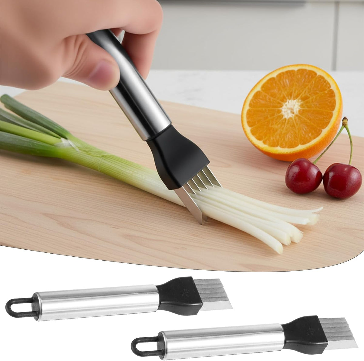 Kitchen Scallion Cutter 2PCS Green Onion Slicer Shred Knife Garlic Cutters