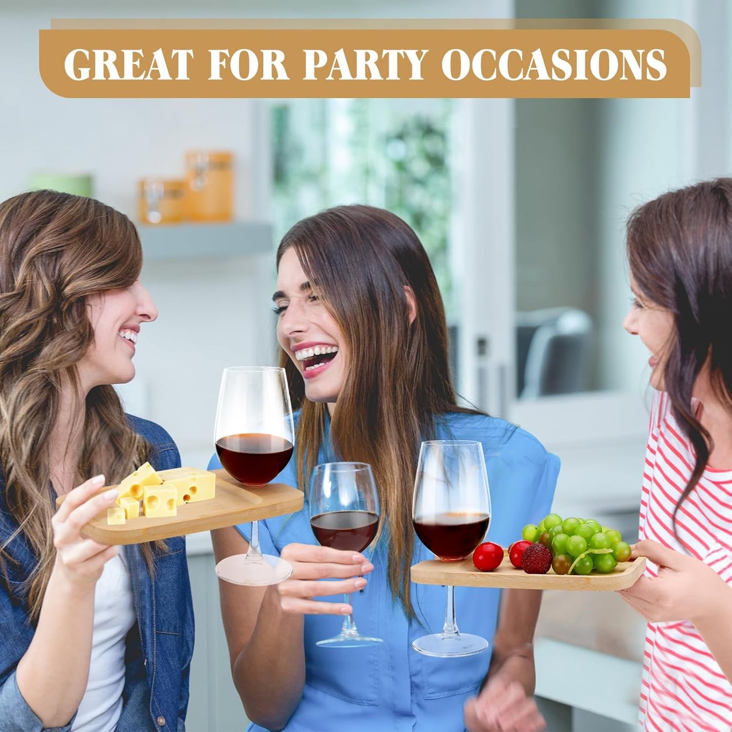 Menkxi 12 Set Wine Appetizer Plates Mini Charcuterie Boards with Wine Glass Holder and Box Gifts for Bridal Shower Game Prizes Wooden Cocktail Cheese Plate for Guests Baby Shower(Heart,Light Color)