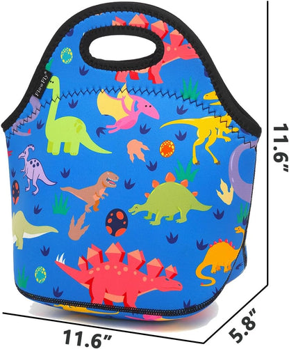 FlowFly Neoprene kids Lunch box Insulated Soft Bag Mini Cooler Thermal Meal Tote Kit for Boys, Girls,Men,Women,School,Work, Office,Black