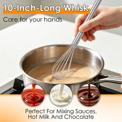 HOTEC Stainless Steel Whisk Set of 4, Food Grade Balloon Whisk Egg Beater, Thicken Wire Mixing Whisk for Baking, Cooking, Whisking Cream, Sauce, Pancake Batter