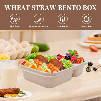 4 pack Bento Lunch Box, Snack Containers，Meal Prep Containers Kids/Toddle/Adults,Food Storage Containers for School, Work and Travel (4 and 3 Compartment Multicolor)