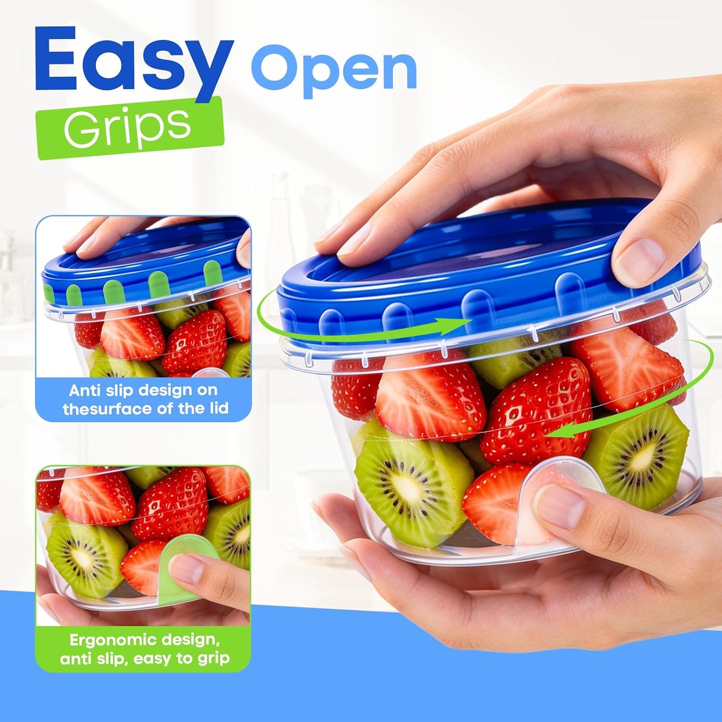Freezer Storage Containers, 10 Pack-32 Oz Food Storage Containers with Twist Top Lids,BPA Free, Reusable, Meal Prep,Microwave and Dishwasher Safe