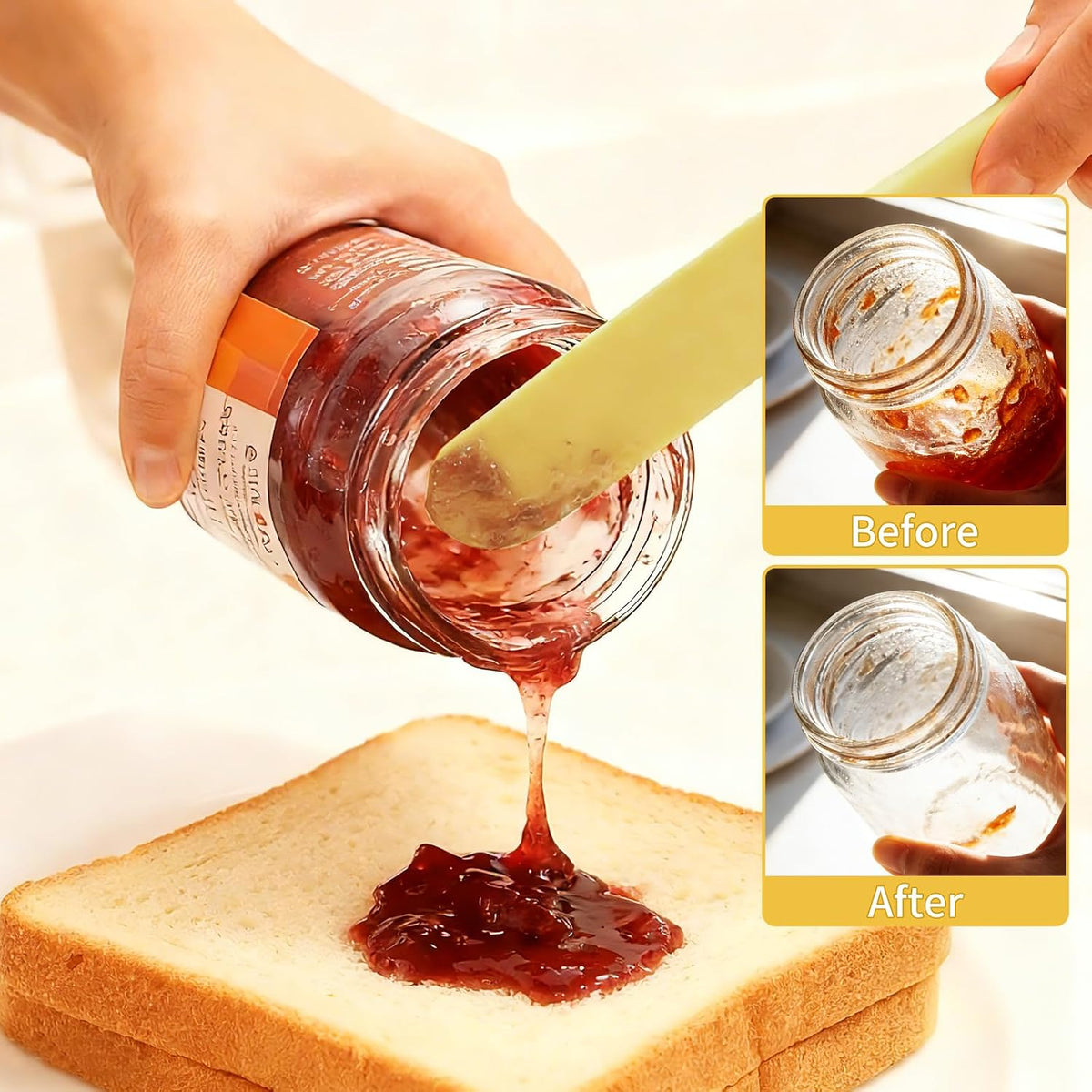4 Silicone Jar Spatulas,9.8" Long Handle Slim Scraper for Butter