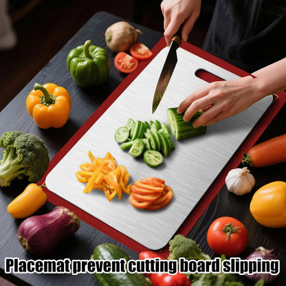 4 Pcs Stainless Steel Cutting Board, Metal Cutting Boards for Kitchen, Dishwasher Safe Chopping Board with Extra Anti-Slip Placemat (17.9"×11.8", 15.3"×11", 13.4"×9", 11.4"×7.8")