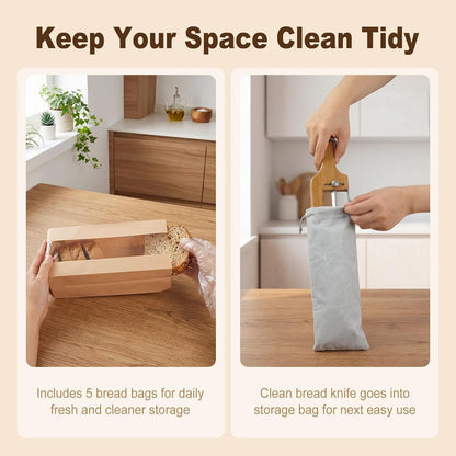Adjustable Bread Slicer, Thickened Blade & Storage Bag for Baking