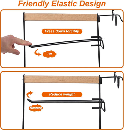 VIKEYHOME Grill Caddy, Picnic BBQ Organizer for Camping Outdoor Mesh Basket with 3 Hanging Hooks and Paper Towel Holder, Ideal Table Storage Tools for RV Camper/Tailgating/Flatware