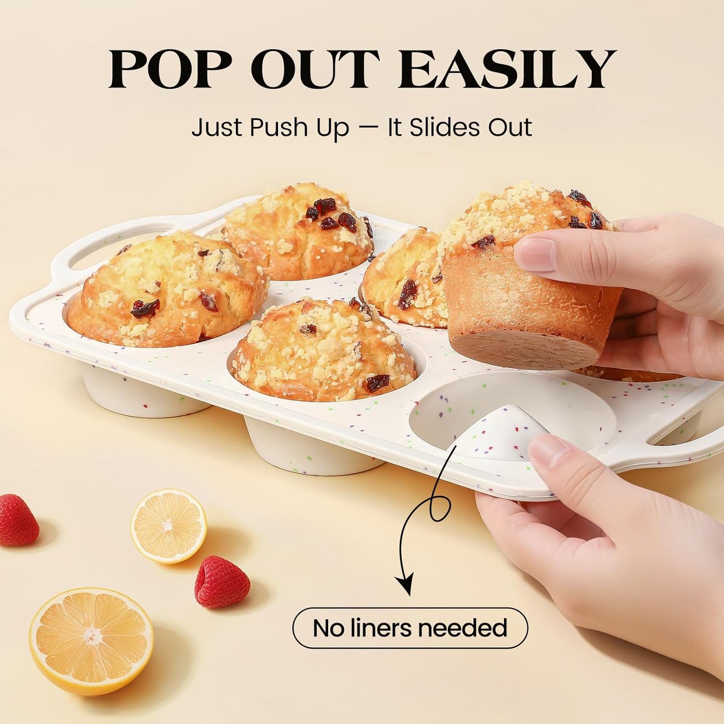 Vinino 2Pack Silicone Muffin Pans for Baking with Metal Reinforced Frame, 12 Cups Regular Size Nonstick Silicone Cupcake Pan, BPA Free Oven Dishwasher Safe Baking Mold for Muffins Cupcakes