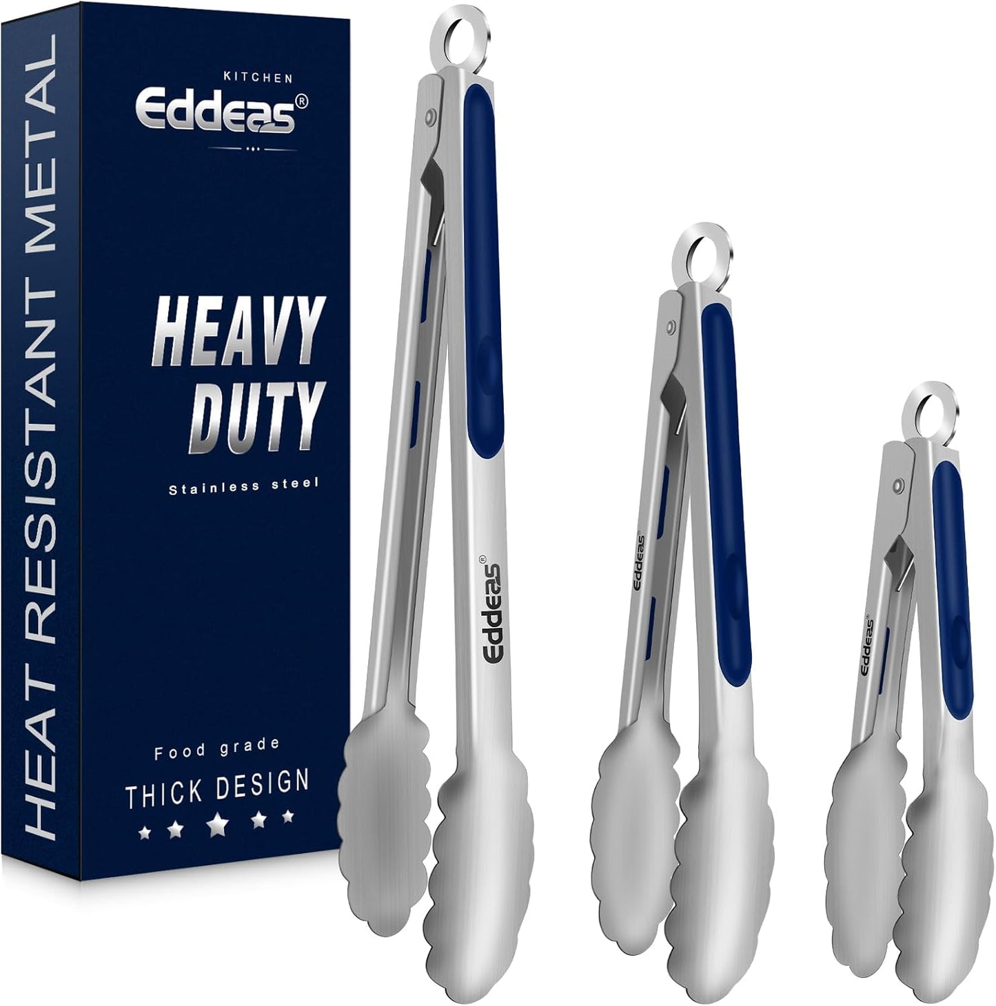 Eddeas Kitchen Tweezers Tongs, Cooking Tweezers Stainless Steel - 3 Size 12'' 10'' & 8 inch Ideal for Meat, pasta, plating and pinching delicate small pieces of food, Set of 3