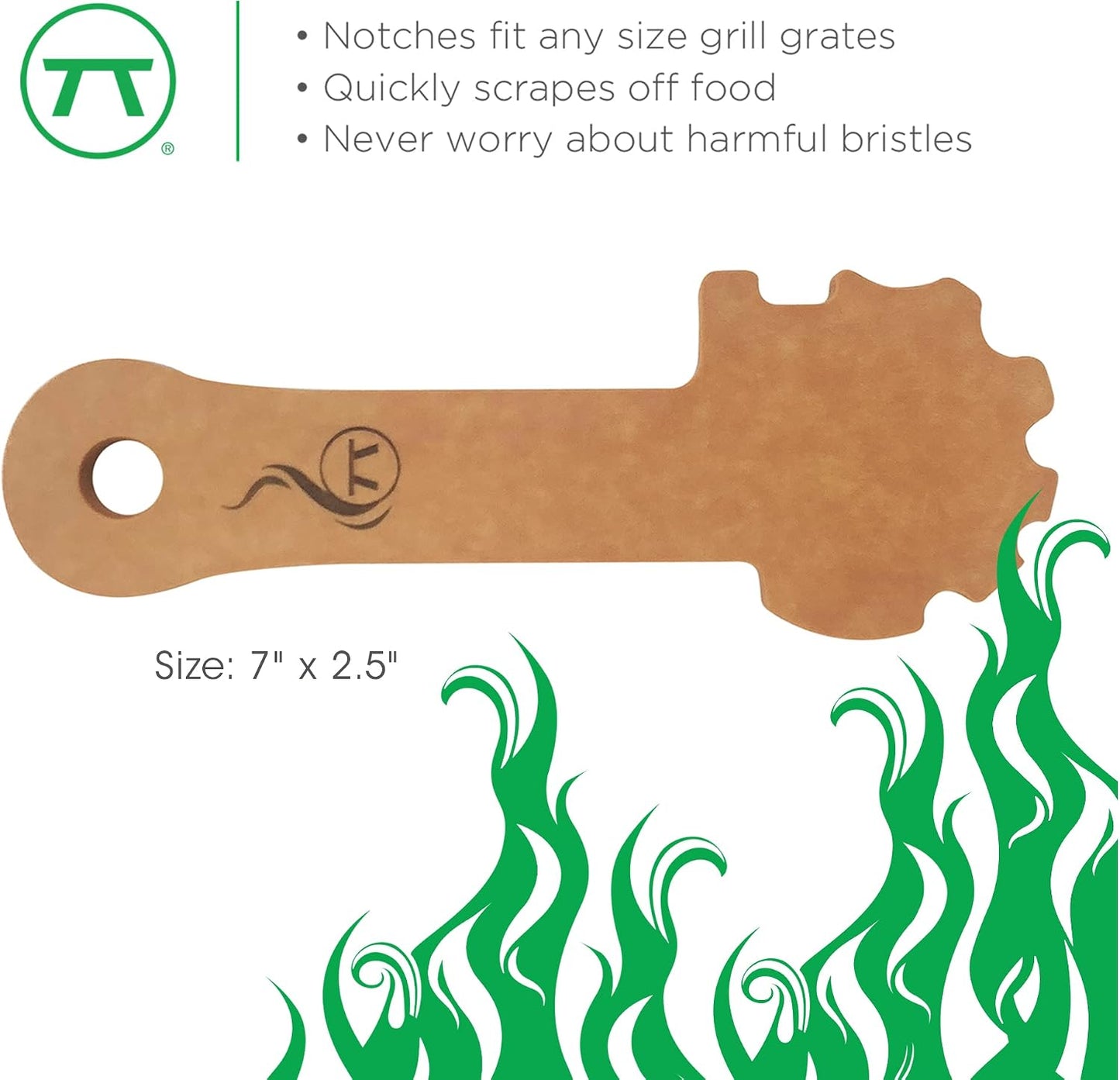 Outset Verde Wooden Grill Scraper, Small Grate Cleaner, No Grooves