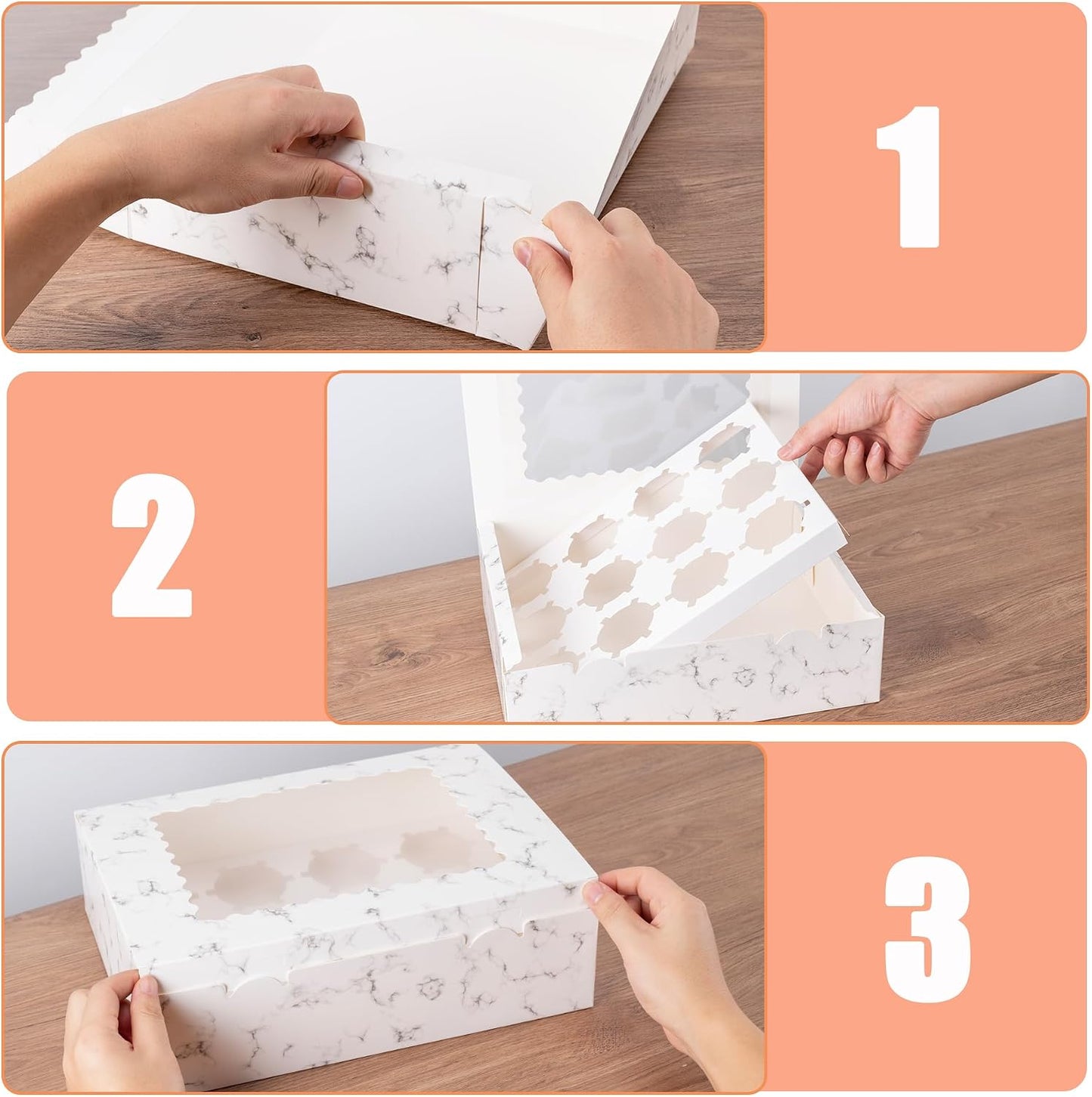 12 Count Cupcake Boxes, 4PCS Cupcake Container with Window, Food Grade Cupcake Holder for Birthday Holiday Party, Bakery Supplies for Cupcakes, Desserts, and More