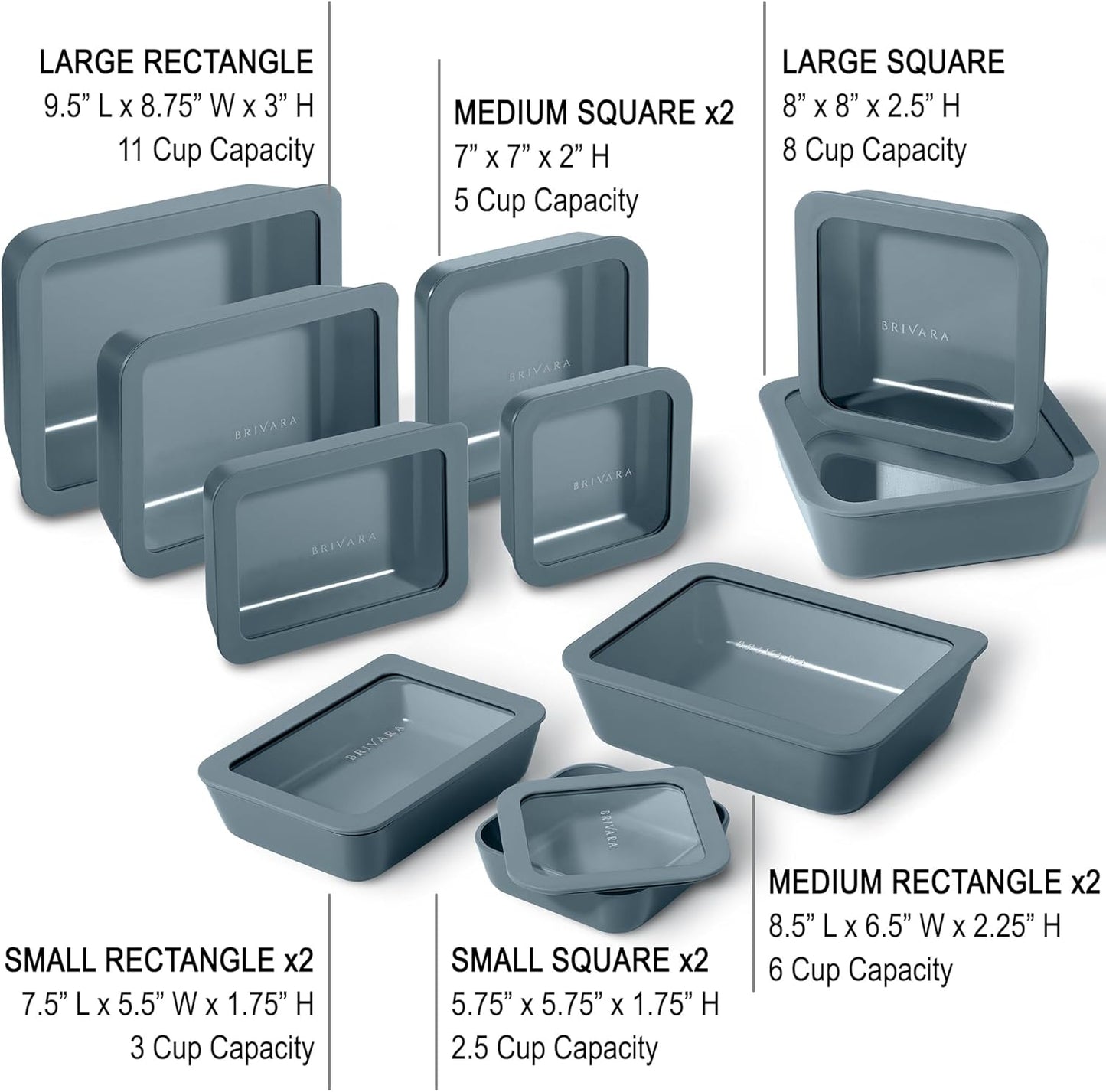 Ceramic Coated Glass Food Storage Container | No PTFE, PFOA, PFAS, and BPA | Reusable Non Toxic Meal Prep Container with Glass Lid | Easy To Store | 3 Cup Rectangle [Onyx]