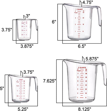 Amazing Abby - Melissa - Plastic Measuring Cups, Food-Grade Measuring Jugs, 1/2/4/8-Cup Capacity, Unbreakable, Stackable, Dishwasher-Safe, Great for Oil, Vinegar, Flour, and More